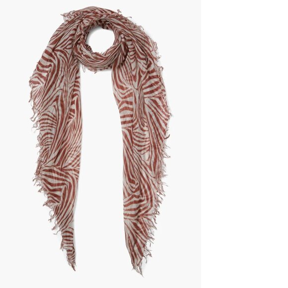 New Auth Chan Luu Zebra Print Cashmere Silk Scarf Color: Sequoia